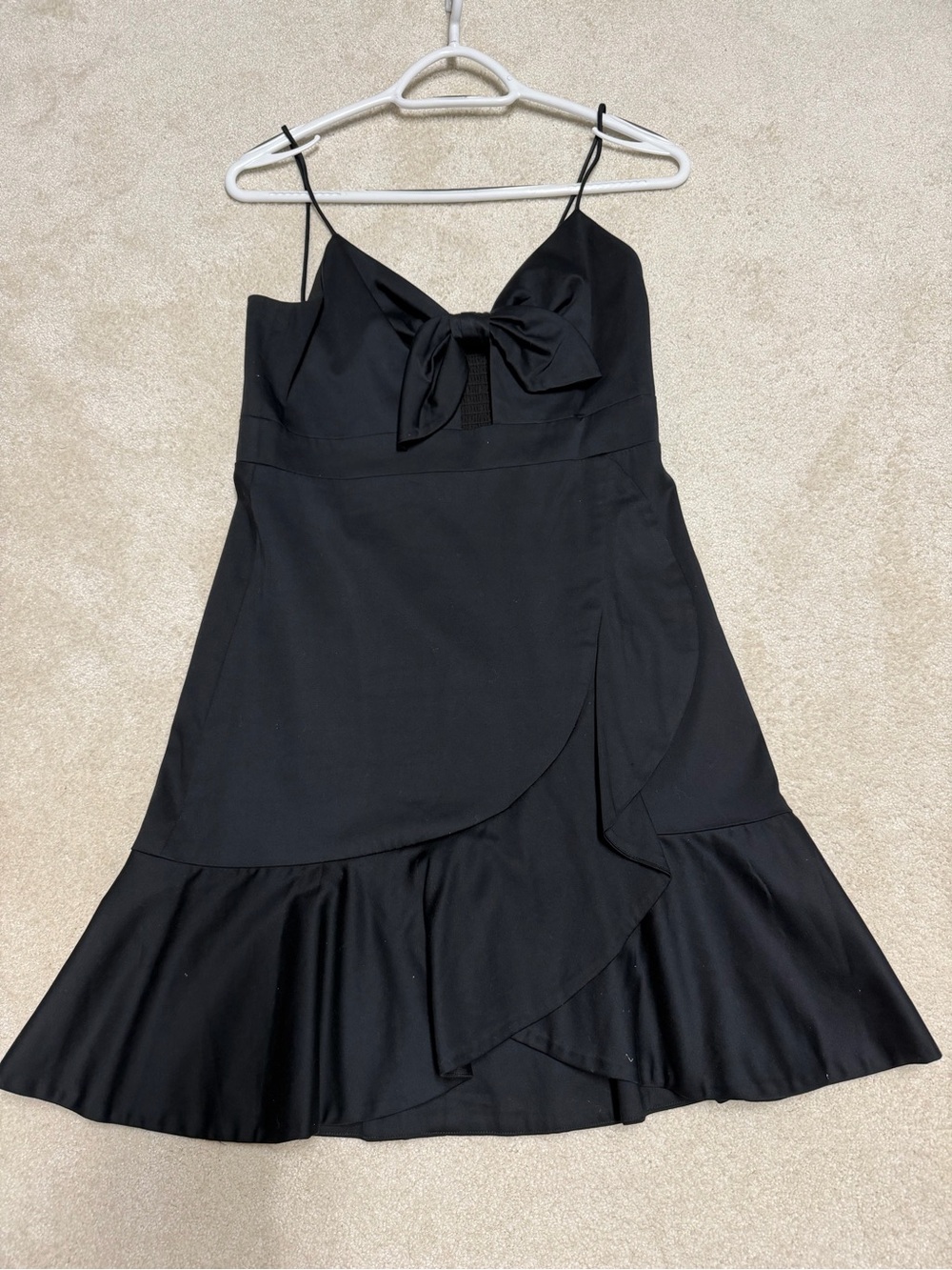 Alice + Olivia Black Spaghetti-Strap Bow-Front Mini Dress